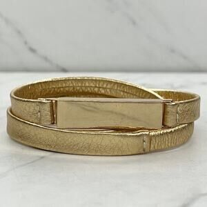 Metallic Gold Faux Leather Skinny Stretch Belt Small (S) ✨